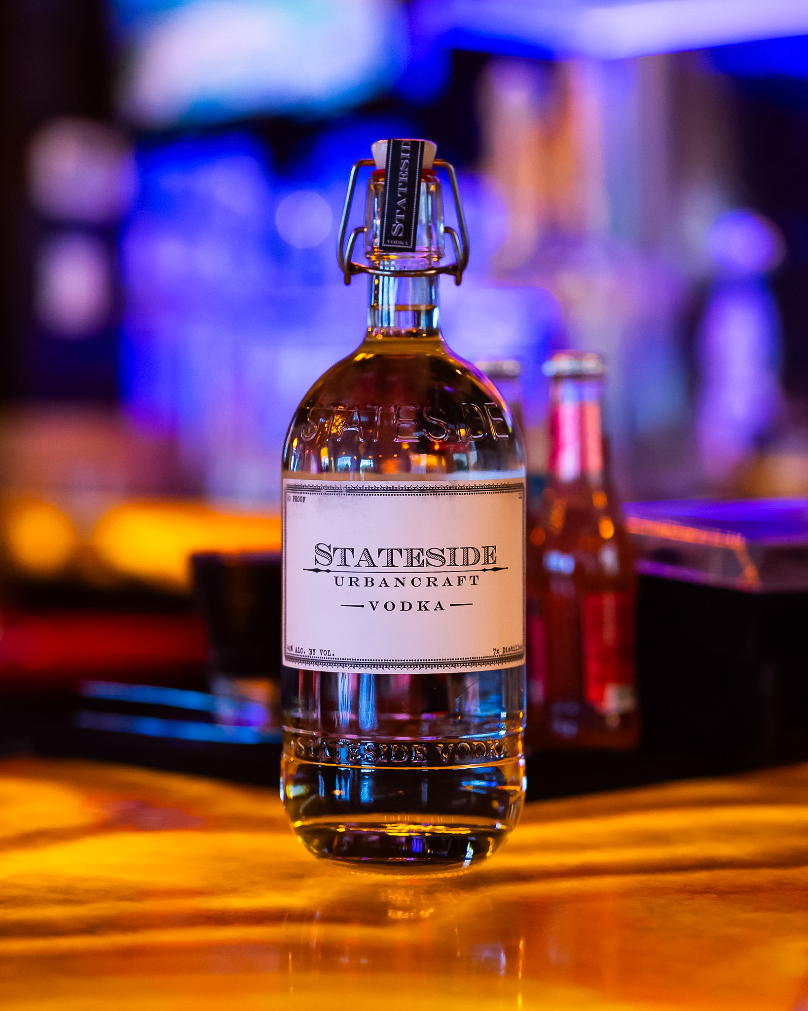 Bottle of Stateside Urbancraft Vodka on the bar